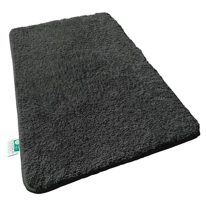 Floordirekt Badteppich Sky - 60 x 50 cm, Schwarz, 100% Polyester - Graue Badematte mit weicher, flauschiger Textur. Die ideale Ergänzung für jedes Badezimmer, bietet Komfort und absorbiert Feuchtigkeit effektiv.