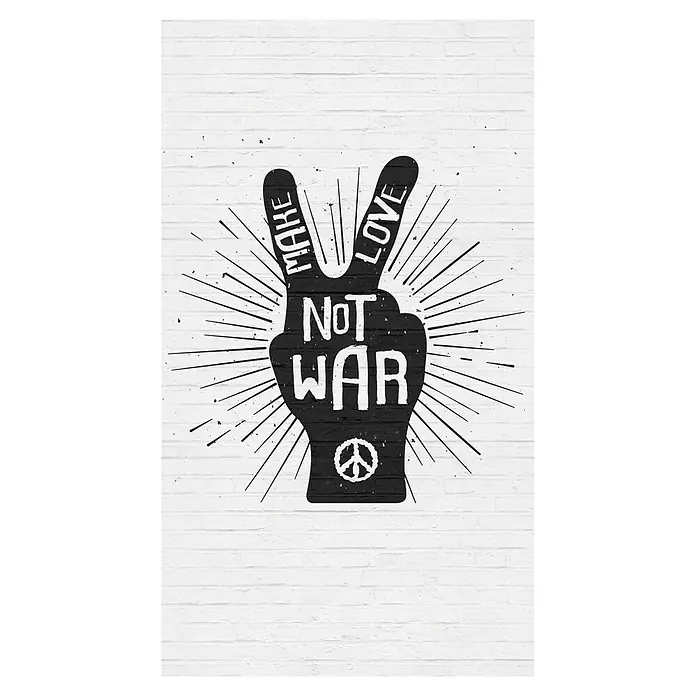 A.S. Création The Wall 3 Fototapete Steinwand Make Love Not War - B x H: 159 x 280 cm, Vlies - Friedenszeichen-Design auf weißem Backsteinhintergrund.