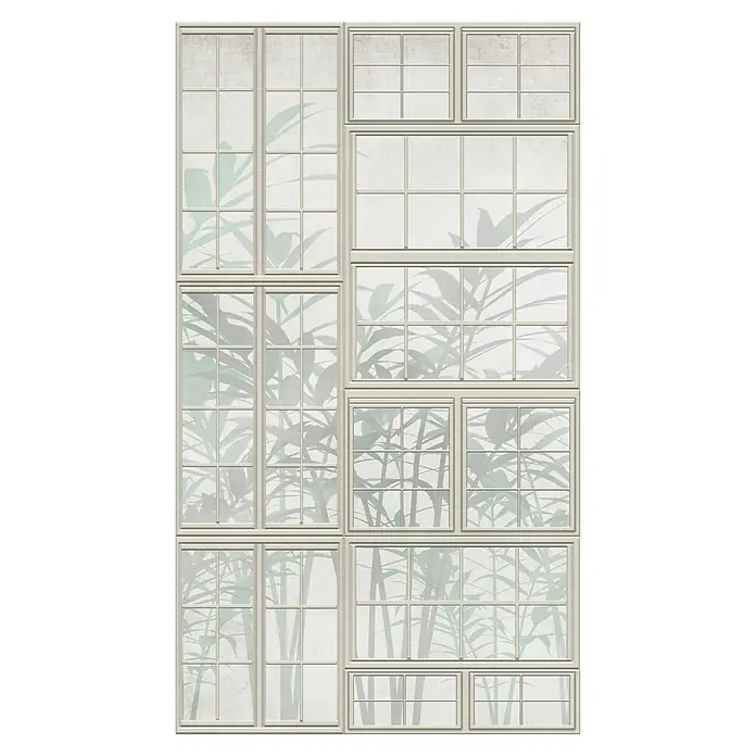 A.S. Création The Wall 3 Fototapete Fenster - B x H: 159 x 280 cm, Vlies - Dekoratives Fensterpaneel mit Pflanzenmotiven. Das Paneel besteht aus mehreren Fenstern unterschiedlicher Größe und Form.