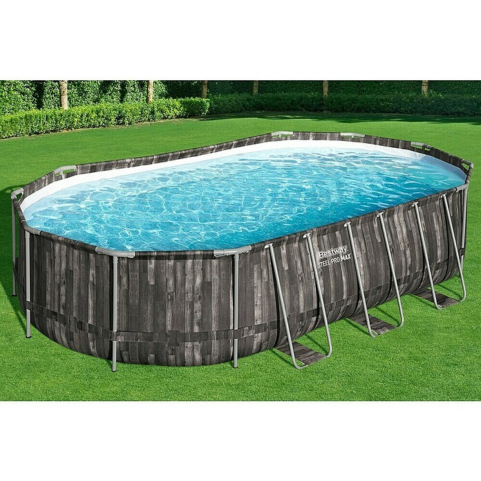 Bestway Opzetzwembad Power Steel (l x b x h: 610 x 366 x 122 cm, Houtlook, 20.241 l) | BAUHAUS