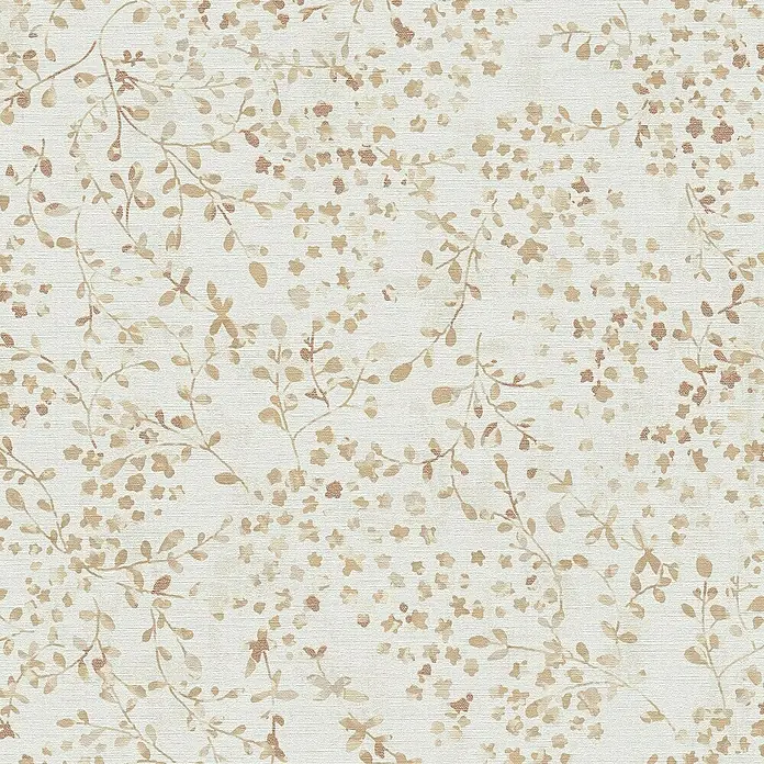 A.S. Création Pintwalls 2 Vliestapete Blumen - Creme-Beige-Braun, Floral, 10,05 x 0,53 m - Zartes florales Stoffmuster mit braunen Blättern und Blüten auf hellem Grund, ideal für Dekorationen und Textilien.