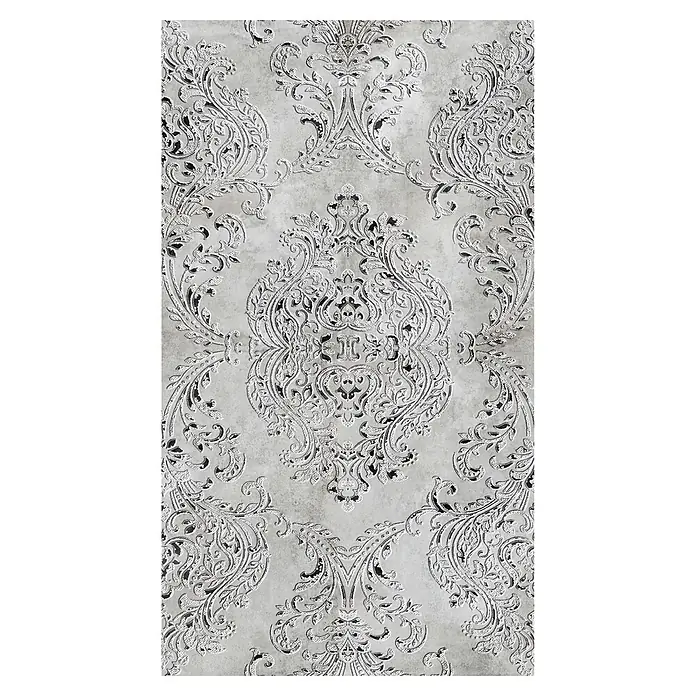 A.S. Création The Wall 3 Fototapete Relief - B x H: 159 x 280 cm, Vlies - Elegante Tapete mit ornamentalen Damastmuster in Silber und Grau. Ein luxuriöses Design für stilvolle Innenräume.\n