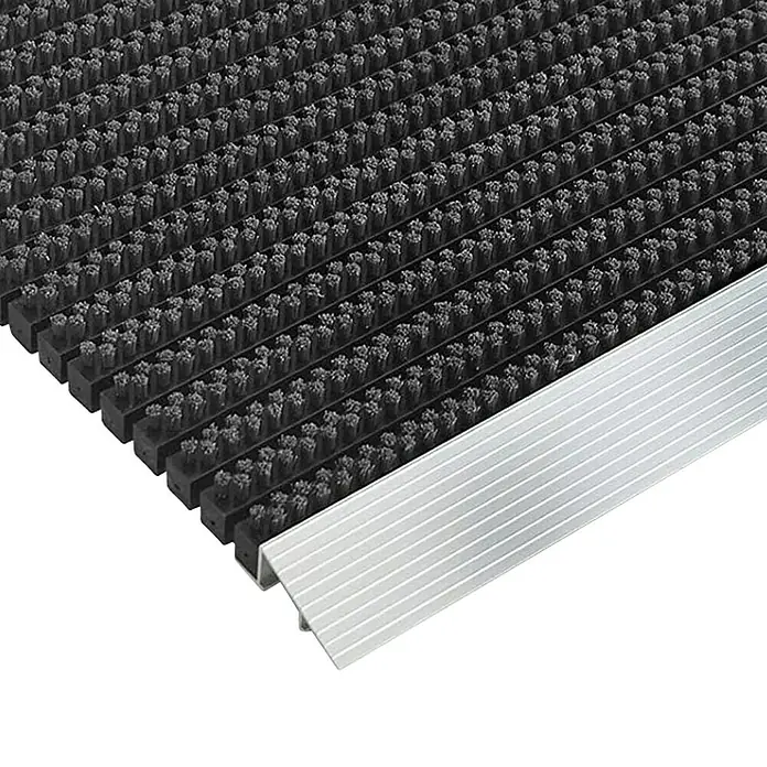 Fußmatte Profi Brush - Schwarz, 90 x 60 cm, 100 % Nylon - Schwarze Sauberlaufmatte mit Aluminiumprofil für den Innenbereich. Robust und langlebig, ideal für stark frequentierte Eingangsbereiche.