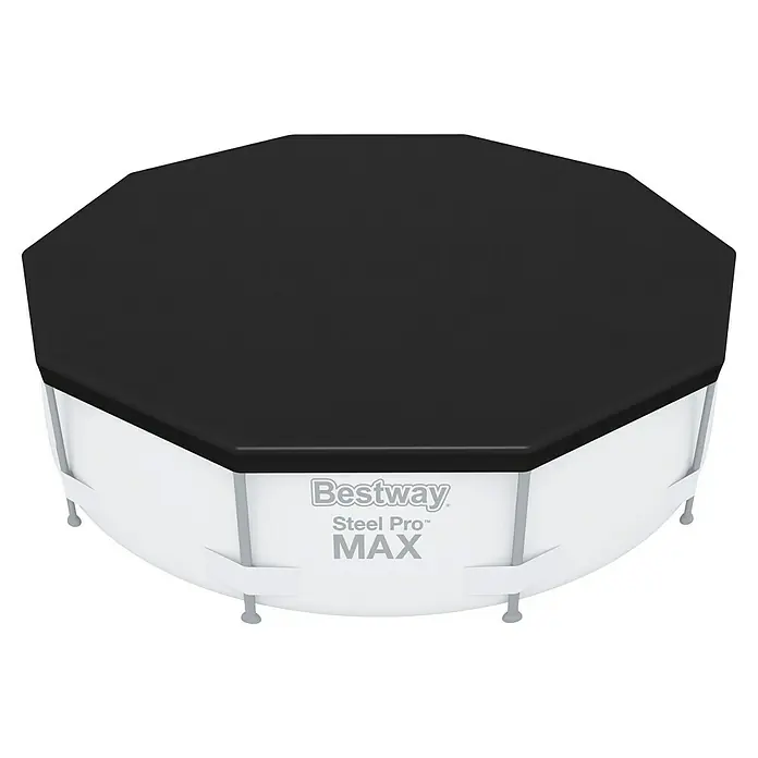 Bestway Pool-Abdeckplane - Kunststoff - Bestway Steel Pro MAX Pool mit schwarzer Abdeckung für den sicheren und sauberen Schwimmspaß im eigenen Garten.
