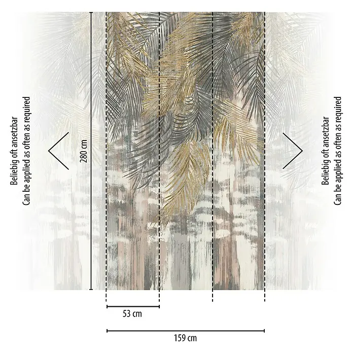 A.S. Création The Wall 2 Fototapete Palmenblätter I - B x H: 159 x 280 cm, Vlies - Fototapete mit Palmenmuster, 280x159 cm, wiederholbar. Ideal für Wohnräume mit tropischem Flair und einfache Anbringung.