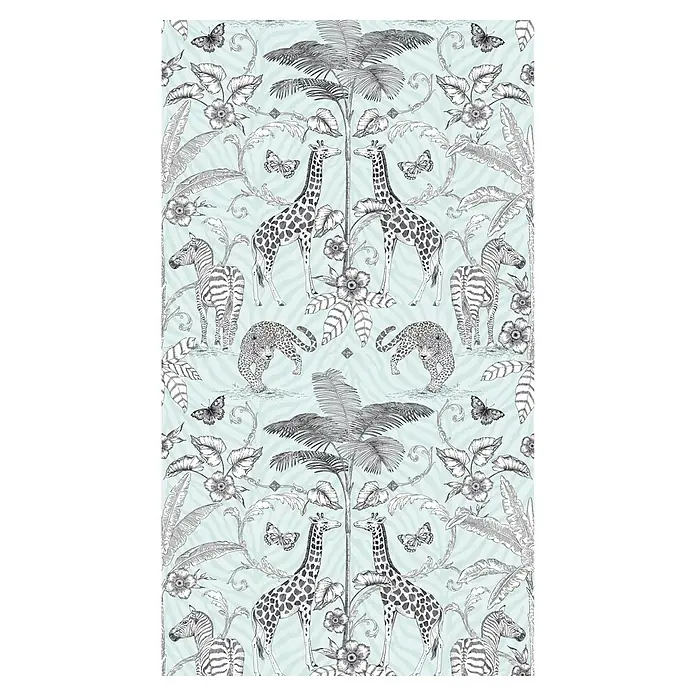 A.S. Création The Wall 2 Fototapete Dschungel mit Tieren - B x H: 159 x 280 cm, Vlies - Elegantes Wandbild mit exotischen Tieren und Pflanzen. Giraffen, Zebras und Leoparden in einem stilvollen, tropischen Design für Ihr Zuhause.