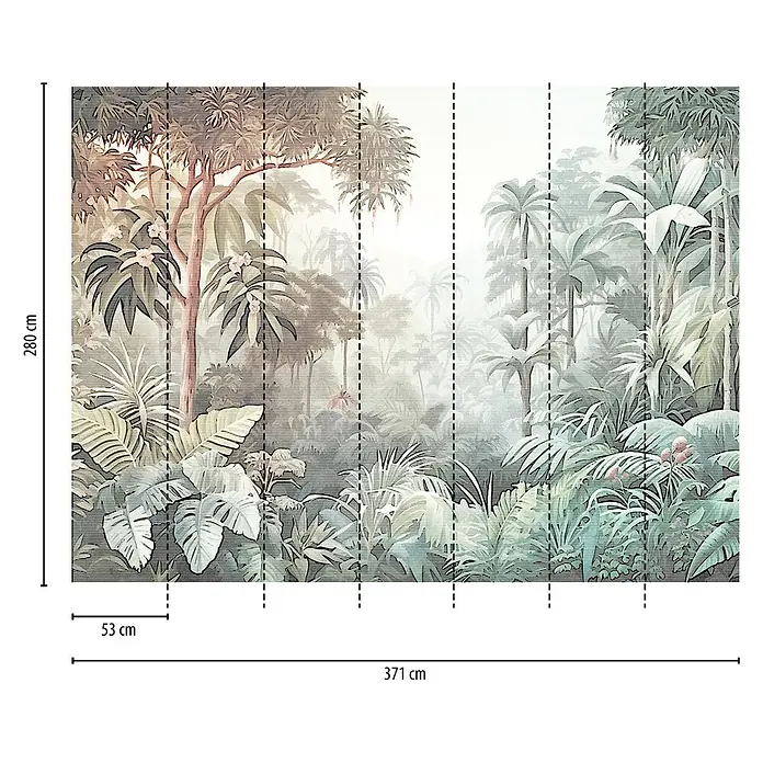 A.S. Création The Wall 3 Fototapete Dschungel I - B x H: 371 x 280 cm, Vlies - Wandbild mit einem tropischen Regenwald-Design.