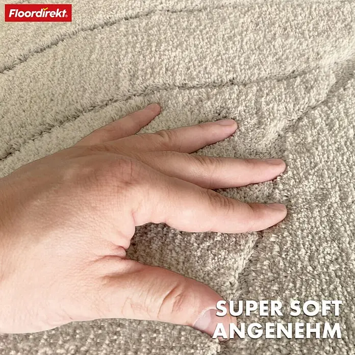 Floordirekt Badteppich Maris - 120 x 120 cm, Ivory, 100% Polyester - Nahaufnahme eines hellen, superweichen Teppichs mit dem OEKO-TEX® Standard 100 Zertifikat, der Komfort und Qualität verspricht.