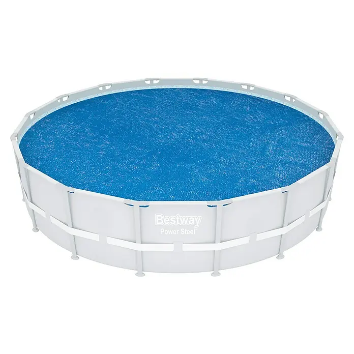 Bestway Pool-Abdeckplane Solar - Durchmesser: 462 cm, Material: Kunststoff - Ein Bestway Power Steel Pool mit blauem Poolabdeckung. Ideal für Sommererfrischung im eigenen Garten.