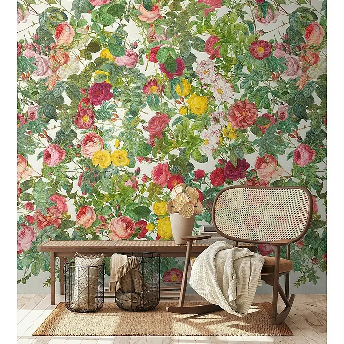 A.S. Création The Wall 3 Fototapete Rosen-Allover - B x H: 159 x 280 cm, Vlies - Blumenmuster-Tapete als Dekor.