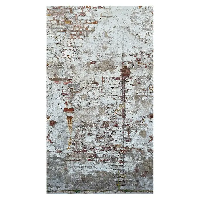 A.S. Création The Wall 2 Fototapete Steinwand weiße Farbreste II - B x H: 159 x 280 cm, Vlies - Verwitterte Ziegelmauer mit abgeblätterter Farbe und Putz, die eine rustikale und gealterte Textur für Hintergründe bietet.