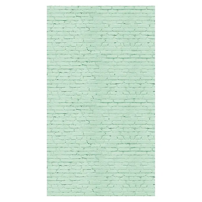A.S. Création The Wall 3 Fototapete Türkisgrüne Steinwand - B x H: 159 x 280 cm, Vlies - Ein hellgrünes Backsteinmauerwerk bildet den Hintergrund, ideal für Produktpräsentationen oder als Textur.