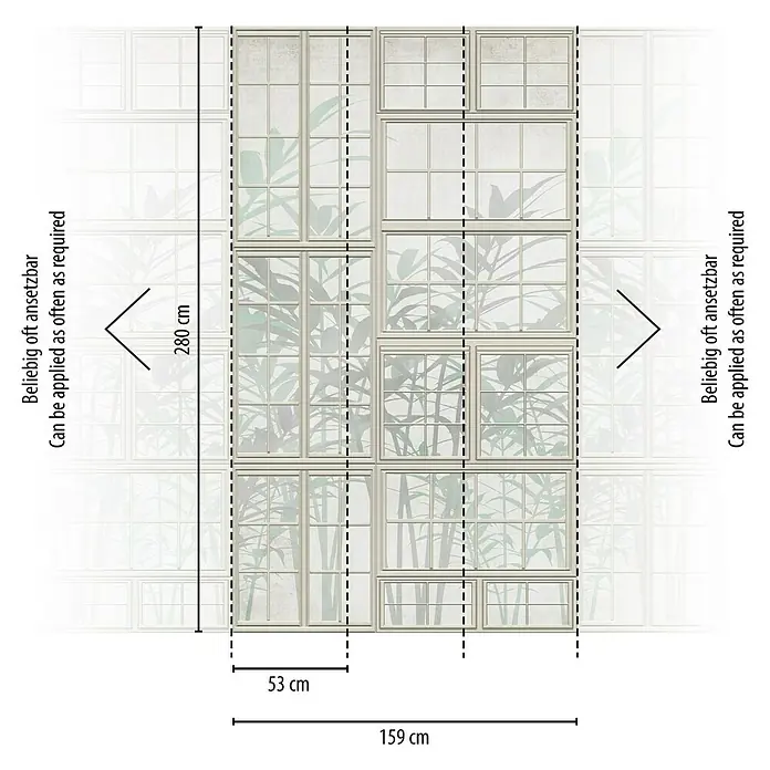 A.S. Création The Wall 3 Fototapete Fenster - B x H: 159 x 280 cm, Vlies - Abmessungen der Fototapete mit Fensterrahmen- und Pflanzenmotiv: 159 cm breit und 280 cm hoch, wiederholbar.