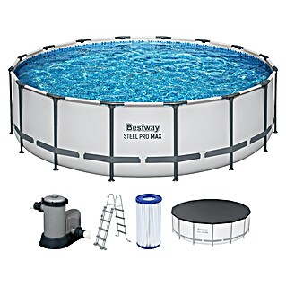 Bestway Opzetzwembad Steel Pro MAX (Ø x h: 488 x 122 cm, Grijs, 19.480 l)