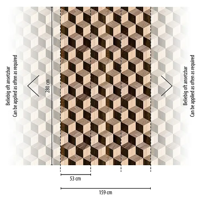 A.S. Création The Wall 3 Fototapete 3D-Optik Quadrate - B x H: 159 x 280 cm, Vlies - Optische Täuschung Wandpaneel mit 3D-Würfelmuster, 159x280cm. Vielseitig einsetzbar, für faszinierende Wandgestaltung.