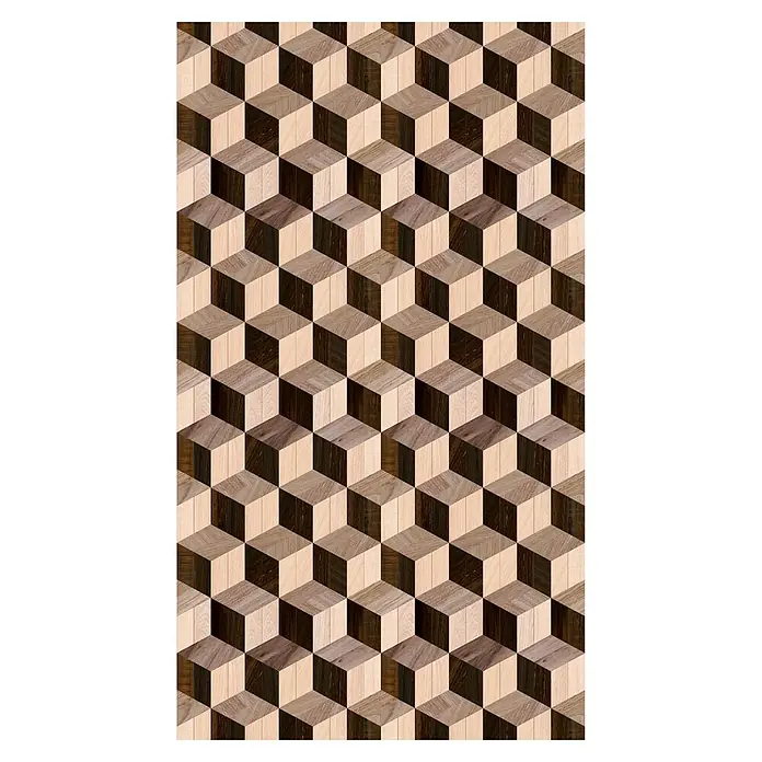 A.S. Création The Wall 3 Fototapete 3D-Optik Quadrate - B x H: 159 x 280 cm, Vlies - Optische Täuschung aus Holz: Würfelmuster in hellen und dunklen Brauntönen erzeugt einen faszinierenden 3D-Effekt, ideal für moderne Raumgestaltung.
