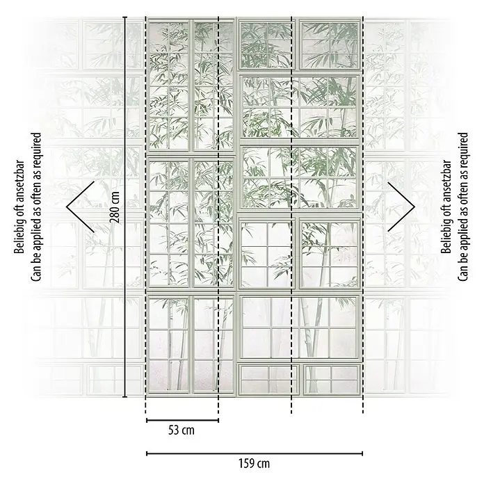 A.S. Création The Wall 3 Fototapete Bambus - B x H: 159 x 280 cm, Vlies - Illustration einer Paneel-Tapete mit Bambus-Fenster-Motiv. Die Tapete ist 159 cm breit und 280 cm hoch und kann beliebig oft angebracht werden.