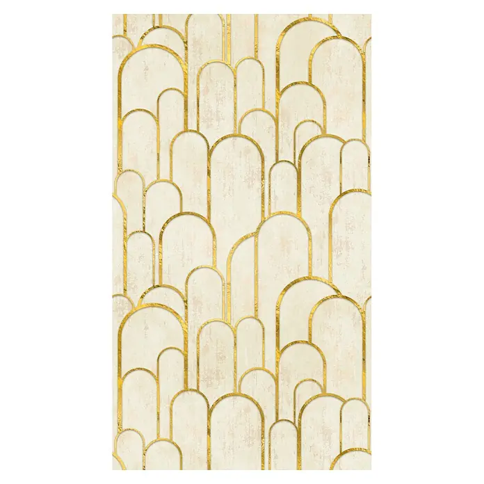 A.S. Création The Wall 3 Fototapete Artdeco II - B x H: 159 x 280 cm, Vlies - Elegantes Wandbild mit goldenen Bögen auf beigem Grund. Perfekt für moderne Innenräume, strahlt es Luxus und Stil aus.