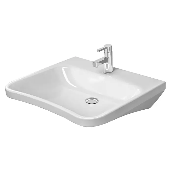 Duravit DuraStyle Waschtisch Vital - 65 x 57 cm, Ohne Spezialglasur, Hahnloch: Mitte, Ohne Überlauf, Weiß - Keramikwaschbecken mit Armatur, stilvoll und modern für jedes Badezimmer.