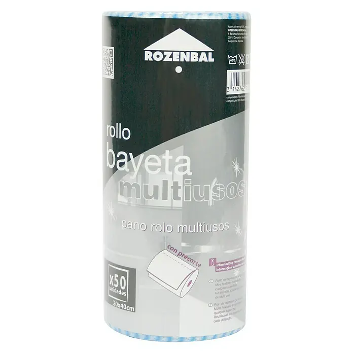 Rozenbal Bayeta multiusos - L x An: 40 x 20 cm - Rollo bayeta multiusos Rozenbal, 50 unidades con precorte. Ideal para el hogar, la cocina y la limpieza.