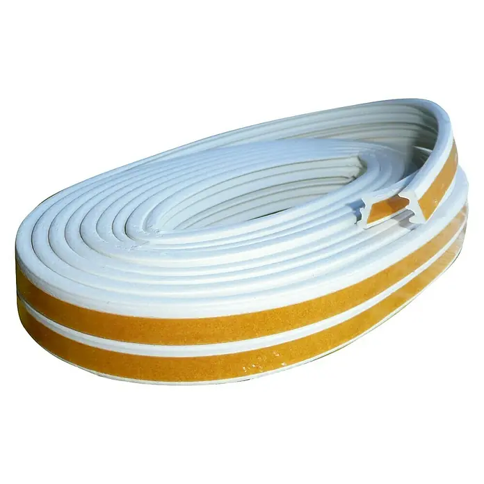 Burlete para ventanas Formato E - Blanco, Largo: 6 m, Desajustes de 1 - 3,5 mm - Rollo de burlete blanco con adhesivo, ideal para sellar y aislar ventanas y puertas.