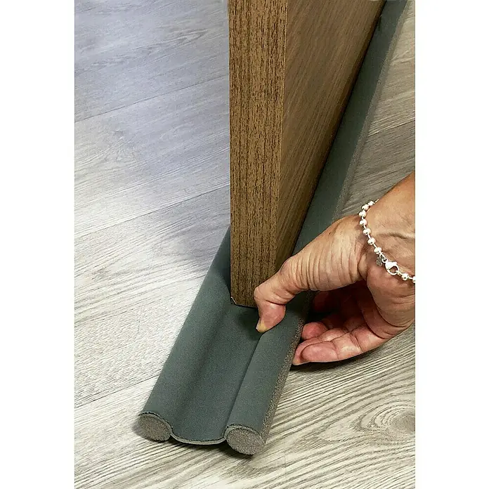 Junta para puerta Rodillo - Gris, Largo: 95 cm - Burlete gris para puerta de madera, ajustado por una mano, diseñado para bloquear el flujo de aire.