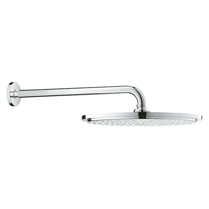 Grohe Rainshower Cosmopolitan 310 Kopfbrausen-Set - Durchmesser: 31 cm, Ausladung: 38 cm, 24 l/min, Chrom - Die Chrom-Kopfbrause mit Wandarm sorgt für ein modernes Duscherlebnis. Hochwertiges Design und entspannender Wasserfluss.