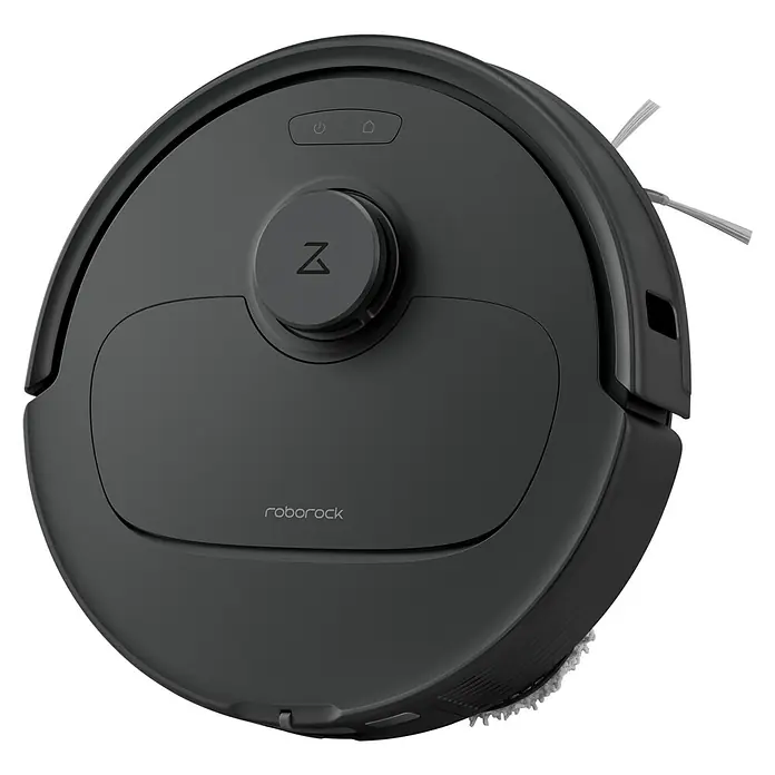 Roborock Saugwischroboter QR 598 Black - Saugkraft: 8.000 Pa, Akkulaufzeit: 180 min, Fassungsvermögen Roboter: 330 ml, Schwarz - Nahaufnahme eines Roborock S8 Pro Ultra Saugroboters in Schwarz, der fortschrittliche Reinigungstechnologie bietet.