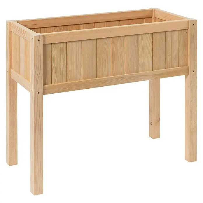 Sun Hochbeet Bloom 75 - 75 x 35 x 65 cm, Holz, Natur - Holzpflanzkasten mit Beinen. Ein idealer Behälter für Pflanzen, der sowohl funktional als auch ästhetisch ansprechend ist.