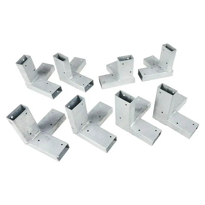 Suki Holzverbinder-Set - Stahl, 8 Stk. - Ansicht von verzinkten Stahl-T-Stück-Verbindungsstücken, ideal für robuste Konstruktionen und sichere Verbindungen.