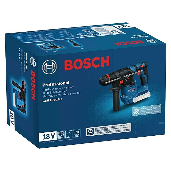 Bosch Professional AMPShare 18V Martillo perforador de batería GBH-18X (18 V, Sin batería, 1,5 J) | BAUHAUS