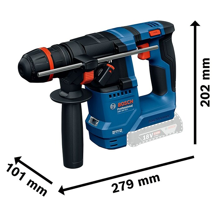 Bosch Professional AMPShare 18V Martillo perforador de batería GBH-18X (18 V, Sin batería, 1,5 J) | BAUHAUS
