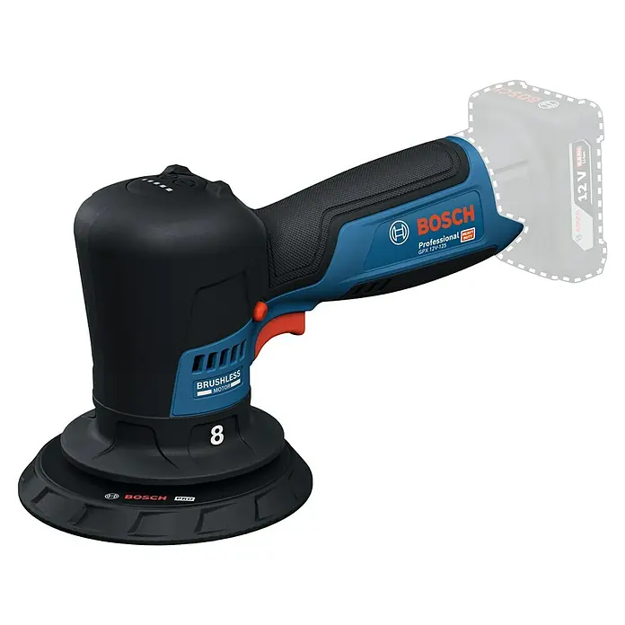 Bosch Professional Akku-Poliermaschine GPX 12V-125 - 12 V, Ohne Akku, Leerlaufdrehzahl: 1.400 U/min - 7.000 U/min - Bosch Professional GPX 12V-125 Akku-Poliermaschine mit bürstenlosem Motor und variablem Drehzahlregler für professionelle Anwendungen.
