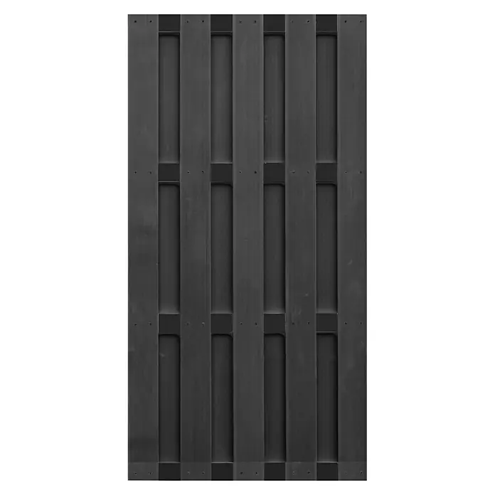 T & J Sichtschutzelement Emden - 90 x 180 cm, Anthrazit - Schwarzer Holzzaun mit stabilen Latten und markanten Querstreben, ideal als Sichtschutz und zur Abgrenzung des Gartens.
