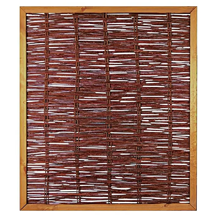 T & J Zaun-Set Fresno - 525 x 180 cm, Braun, 25 -tlg. - Nahaufnahme einer Holzjalousie mit warmen Farbtönen, die eine rustikale und natürliche Textur für Wohnräume bietet.