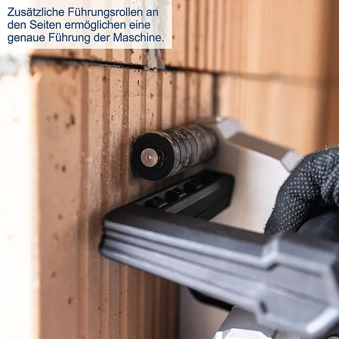 Scheppach Mauernutfräse MNF2250 - 2.250 W, Durchmesser Scheibe: 125 mm - Zusätzliche Führungsrollen für exakte Maschinenführung.