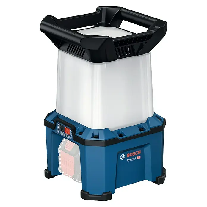 Bosch Professional AMPShare 18V Akku-Bauleuchte - 18 V, Anzahl Akkus: Ohne Akku, 7.500 lm - Bild einer Bosch Akku-Baustellenlampe GLA 18V-1900 mit robustem Design, ideal für den professionellen Einsatz.