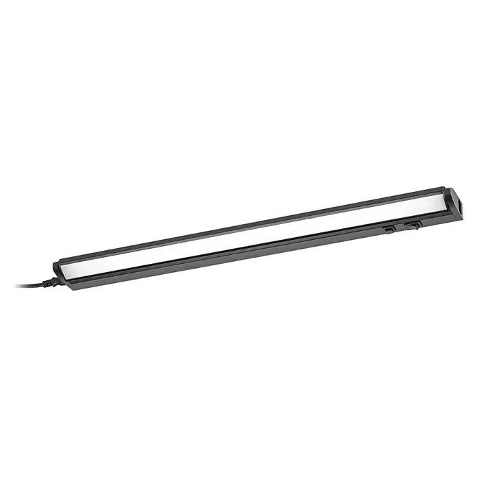 Osram LED-Unterbauleuchte Linear - L x B x H: 55,7 x 6 x 2,4 cm, Lichtfarbe: Tageslichtweiß, 220 V - 240 V, Schwarz - Nahaufnahme einer LED-Leuchte mit schlankem Design, ideal für moderne Beleuchtungskonzepte und energieeffiziente Lösungen.