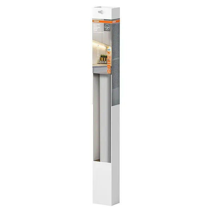 Osram LED-Unterbauleuchte Linear - L x B x H: 55 x 3,6 x 1,8 cm, Lichtfarbe: Tageslichtweiß, 220 V - 240 V - Produktverpackung von Osram Linear LED Argolis Frameless Sensor 350mm mit LED-Leuchte mit Bewegungssensor und 3 Jahren Garantie.