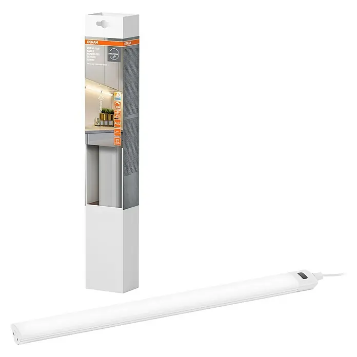 Osram LED-Unterbauleuchte Linear - L x B x H: 35 x 3,6 x 1,8 cm, Lichtfarbe: Tageslichtweiß, 220 V - 240 V - Das Osram Linear LED Frameless Sensor Licht mit Verpackung. Das Licht bietet eine ideale Beleuchtung für Küche und Arbeitsbereich.