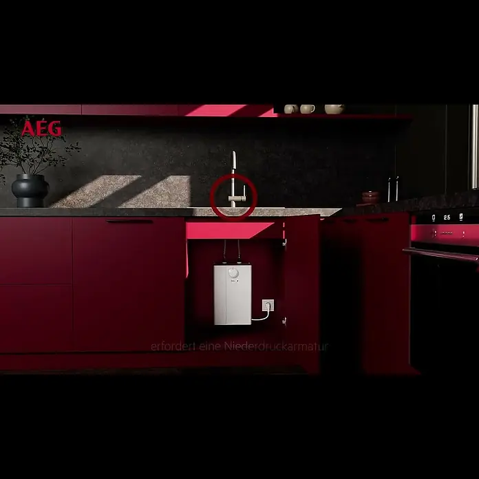 AEG Warmwasserspeicher Huz 5 Basis - 5 l, 2.000 W, Temperaturbereich: 35 °C - 85 °C, Untertischmontage - AEG HUZ5 Animation 250814