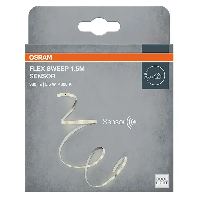 Osram LED-Band Sensor - Länge: 150 cm, Lichtfarbe: Kaltweiß, 5,5 W, 310 lm, 220 V - 240 V - Das OSRAM Flex Sweep 1.5M Sensor LED-Band für den Innenbereich, perfekt für stimmungsvolle Beleuchtung.