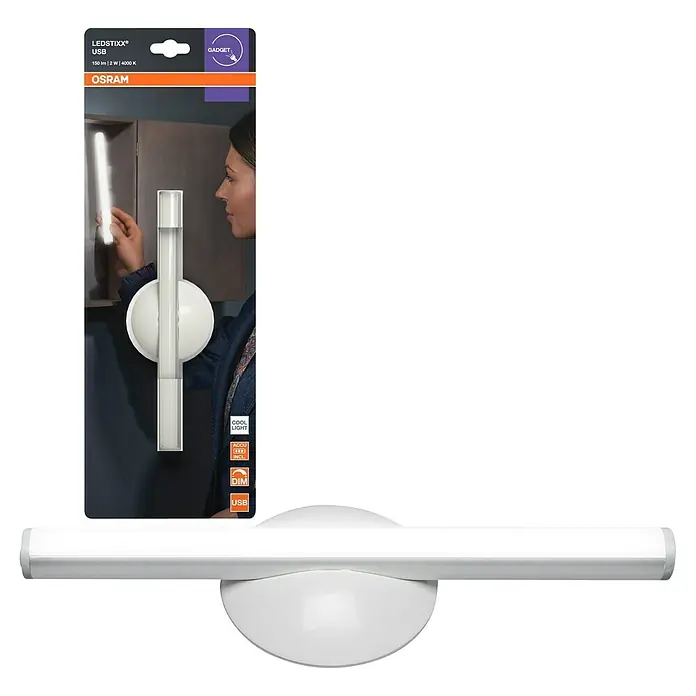 Osram LED-Unterbauleuchte Schrankleuchte LEDStixx - L x B x H: 20,6 x 1,7 x 1,7 cm, Lichtfarbe: Kaltweiß - LEDSTIXX® USB Leuchte von Osram: 150 lm, 2W, 4000K, mit USB-Anschluss, Kühllicht, dimmbar, Gadget für flexible Beleuchtungslösungen.
