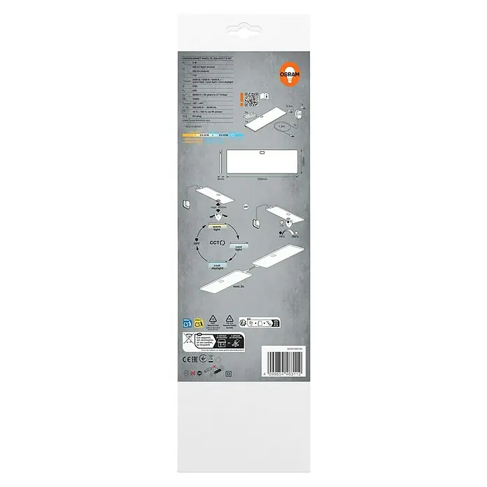 Osram LED-Unterbauleuchte - L x B x H: 30 x 10 x 0,8 cm, Lichtfarbe: Tageslichtweiß, 220 V - 240 V - Informationen zur LED-Unterbauleuchte von Osram, die verschiedene Farbtemperaturen und Helligkeitsstufen bietet.