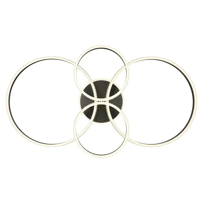 Globo LED-Deckenleuchte Grouni - 39 W, L x B x H: 106 x 60 x 13,7 cm, Titan, Neutralweiß - Moderne LED-Deckenleuchte mit kreisförmigem Design, bestehend aus mehreren sich überschneidenden Ringen mit hellen LEDs, die ein elegantes Licht erzeugen.