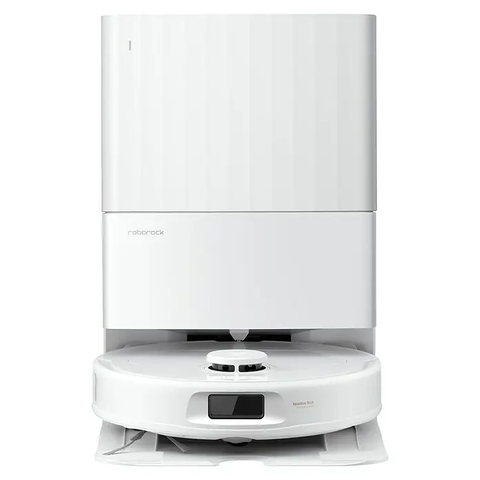 Roborock Saugwischroboter QR 598 White - Saugkraft: 8.000 Pa, Akkulaufzeit: 180 min, Fassungsvermögen Roboter: 330 ml, Weiß - Das Bild zeigt einen Roborock Saugroboter in Weiß, ein fortschrittliches Reinigungsgerät für den Haushalt.