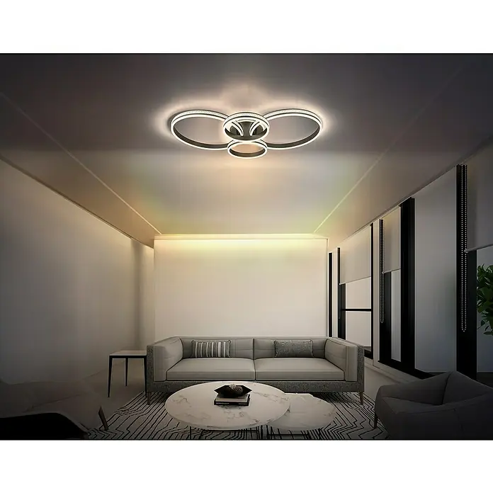 Globo LED-Deckenleuchte Grouni - 39 W, L x B x H: 106 x 60 x 13,7 cm, Titan, Neutralweiß - Moderne Deckenleuchte mit kreisförmigem Design und heller Beleuchtung, ideal für stilvolle Wohnräume. Die Leuchte sorgt für eine angenehme Atmosphäre.
