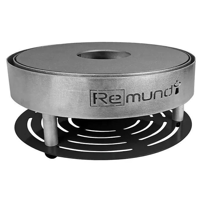 Remundi Plancha-Grill Pirus - Durchmesser Grillfläche: 35,5 cm, Grau - Produktansicht: Der Remundi Grillaufsatz aus gebürstetem Edelstahl mit elegantem Design und robuster Konstruktion für optimales Grillerlebnis.
