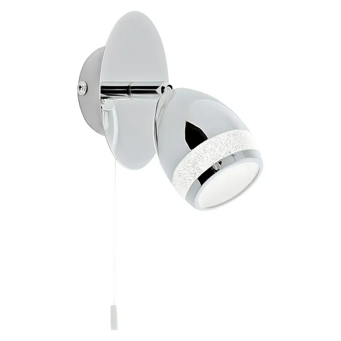 Briloner Foco de pared LED - 4 W, L x An x Al: 11,5 x 7 x 9,2 cm, Cromo, Blanco neutro - Lámpara de pared con acabado cromado y banda de cristal decorativa para una iluminación elegante.