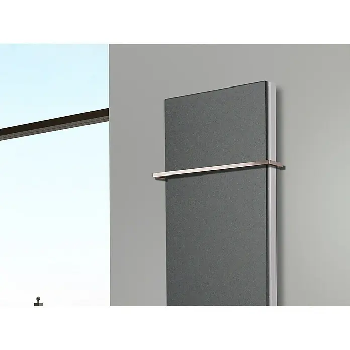 Badheizkörper Manhattan - B x H: 470 x 1.200 mm, Moonstone, Mit Halter 15mm, Nennleistung: 1.458 W - Handtuchwärmer in Anthrazit mit Kupferstange, modern und elegant, perfekt für jedes Badezimmer. Erwärmt Handtücher schnell und effizient.